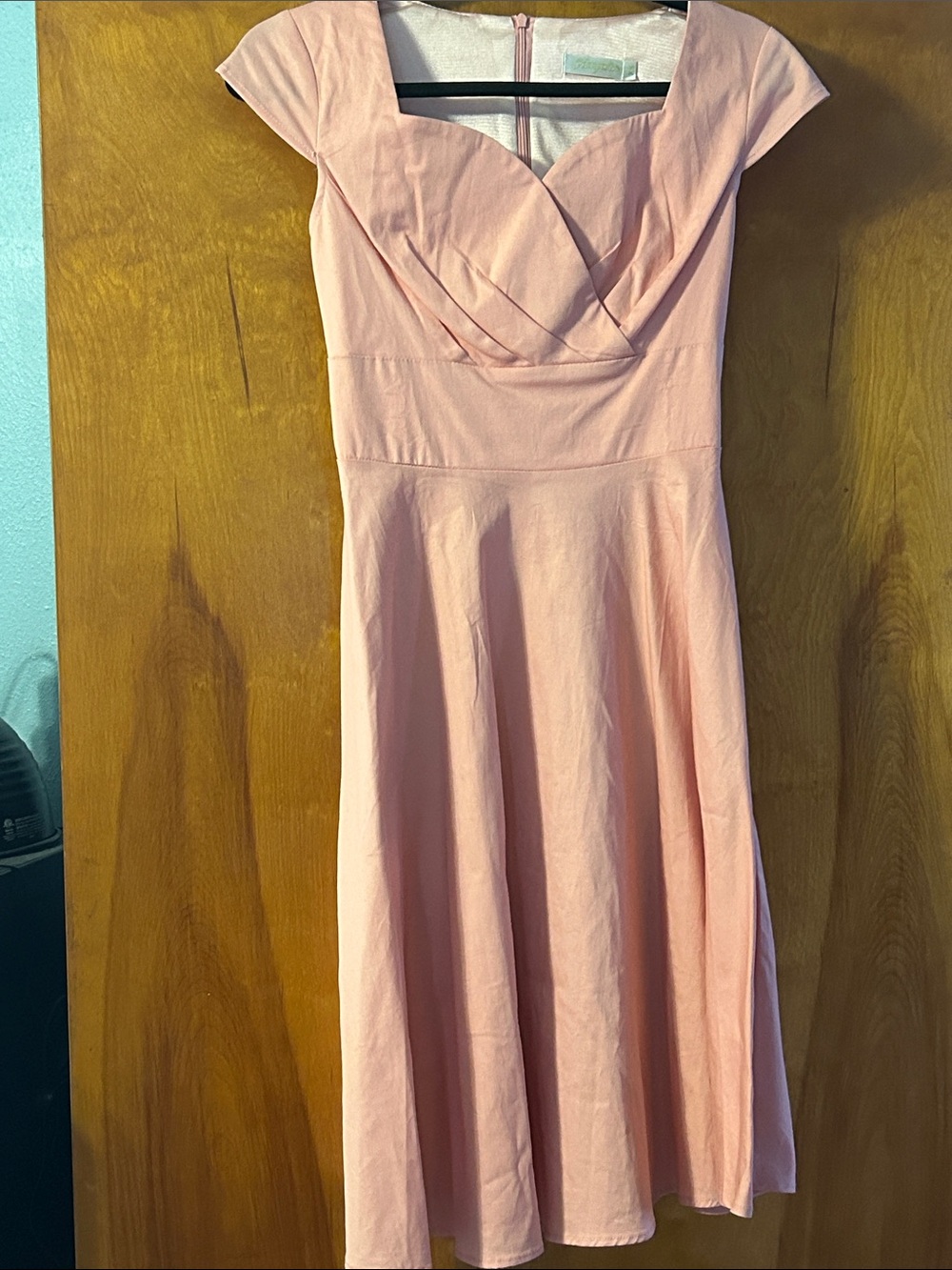 Francesca's Collections Blush Pink Midi Fit-and-Flare Dress